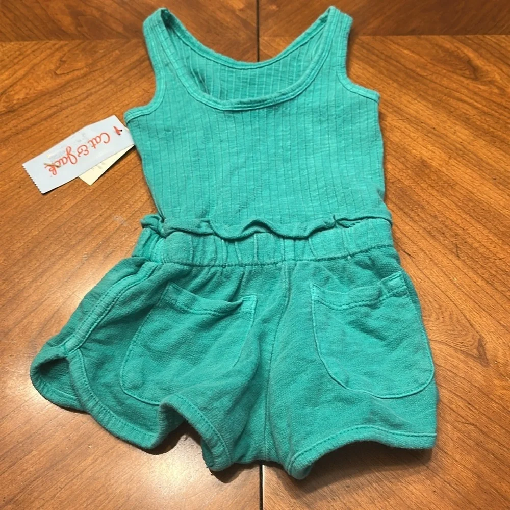 NWT- Cat Jack Teal Romper - size 12 mo